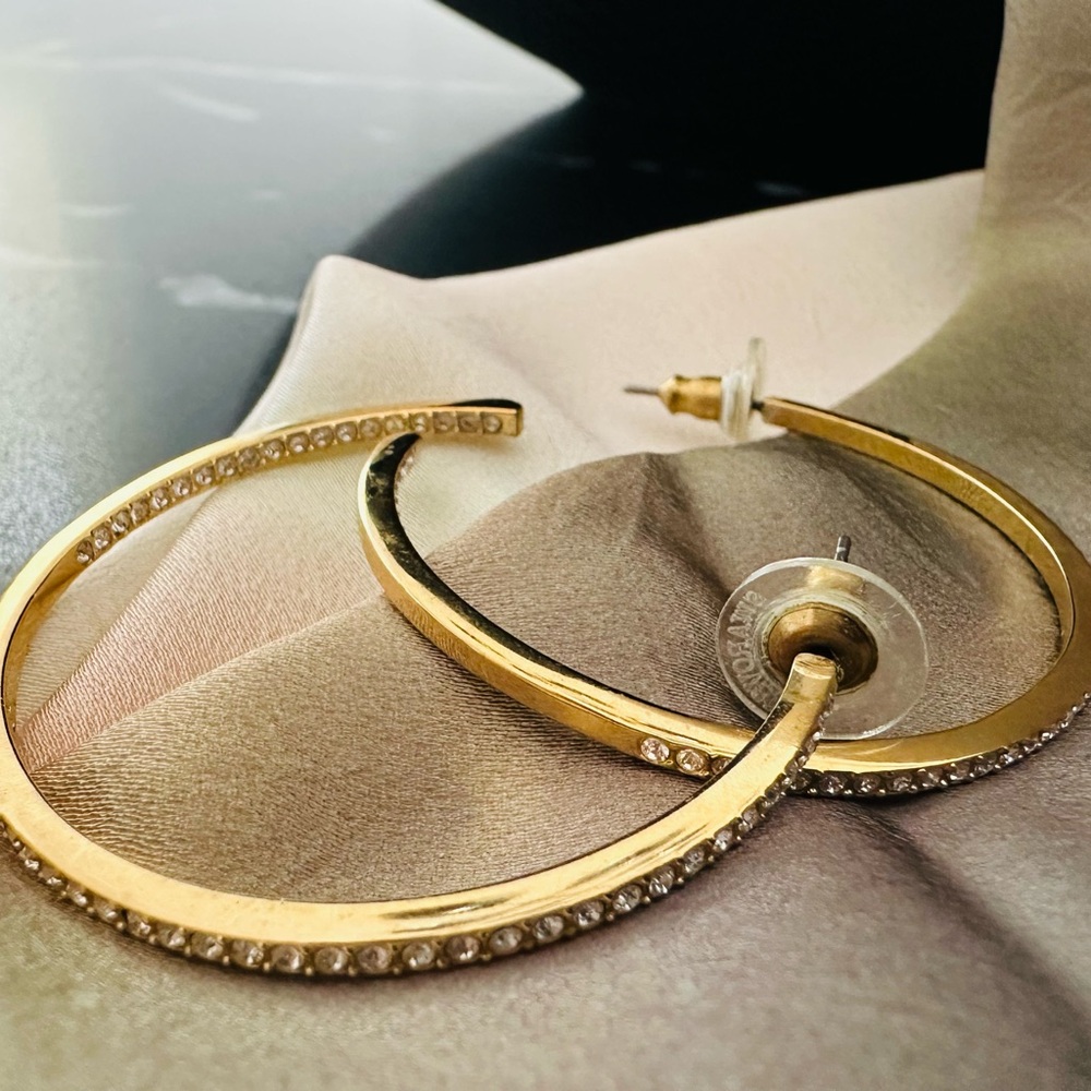 Swarovski Gold Hoop Earrings with Crystals